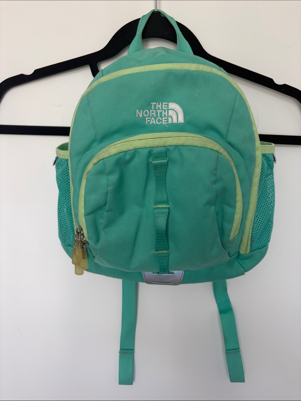 The North Face Kids Sprout Teal Backpack with Light Green Trim
